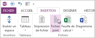 Insérer un fichier comme pièce jointe dans vos notes