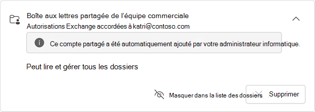 Boîte aux lettres partagée automatiquement carte