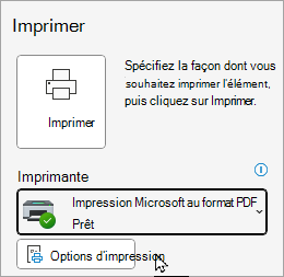 Options d’impression de fichier Outlook classique