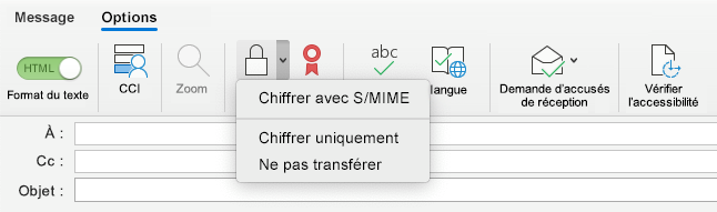 Option Chiffrer avec S/MIME