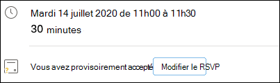 Modification de RSVP à partir de l’événement.