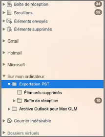 Volet de navigation avec sur mon ordinateur mis en évidence