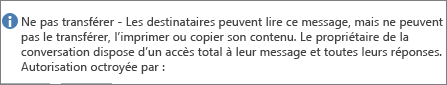 Message Ne pas transférer ajouté à votre courrier électronique.
