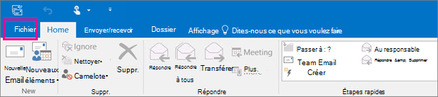 Apparence du ruban dans Outlook 2016