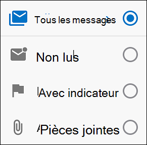 Sélectionner la façon dont vous souhaitez filtrer vos messages