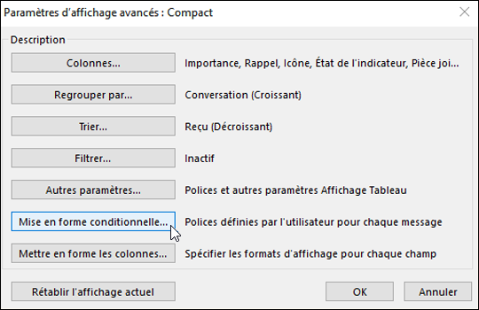Paramètres d’affichage avancés