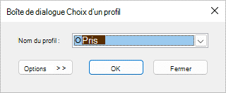 Boîte de dialogue Choisir un profil avec le nom du nouveau profil.