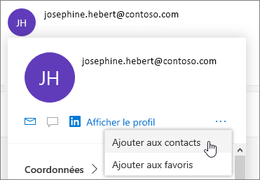Sélectionnez les points de suspension, puis Ajouter aux contacts