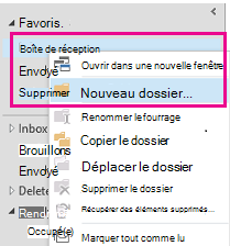 Vous pouvez créer un sous-dossier via le menu contextuel.