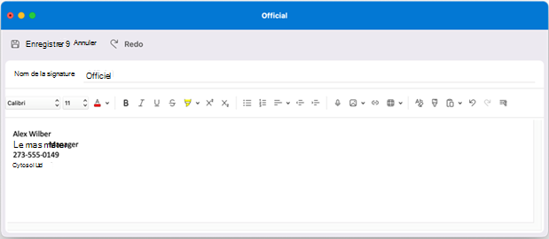 Outlook pour Mac créer une signature