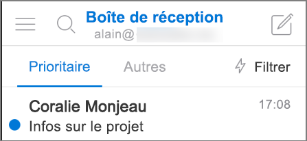Apparence d’Outlook sur un iPhone.