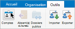 Affiche le bouton Comptes dans le menu Outils