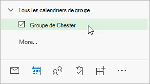 Capture d’écran de Tous les calendriers de groupe dans le volet de navigation