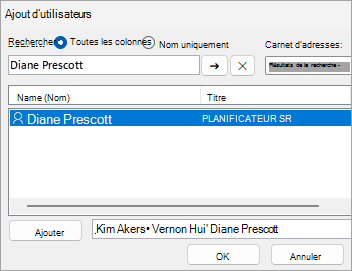 Capture d’écran de l’ajout d’utilisateurs pour partager un dossier avec