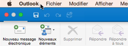 Pour identifier la version d’Outlook que vous utilisez, sélectionnez Outlook dans votre barre de menus.