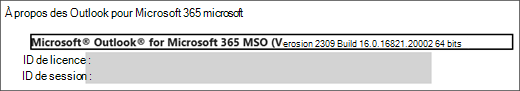 Capture d’écran montrant le nom du produit, la version en cours d’exécution et si sa version 32 ou 64 bits.