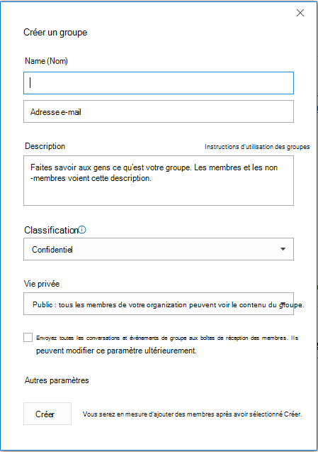 Créer un groupe