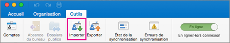 Dans l'onglet Outils, cliquez sur Importer.