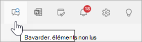 Capture d’écran de l’en-tête Outlook avec la conversation Teams sélectionnée