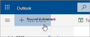 Capture d’écran du bouton Nouvel événement