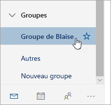 Capture d’écran d’un groupe dans le volet de navigation