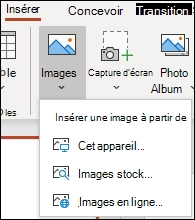 Insérer l’emplacement de l’image dans le ruban.
