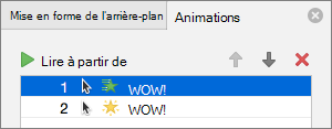 Définir les options d’animation dans le volet des propriétés