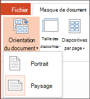 Menu Orientation de page