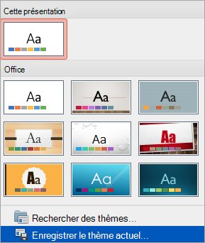 Affiche l’option Enregistrer le thème actuel dans le menu Plus