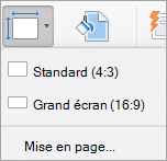 Affiche le menu Taille des diapositives