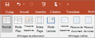 Menu Affichage dans PowerPoint