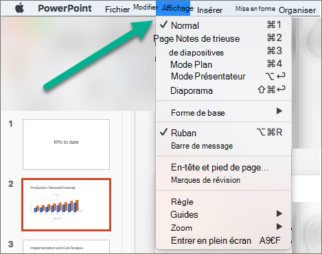Menu Affichage dans PowerPoint