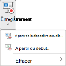Commandes Enregistrer le diaporama sous l’onglet Enregistrement dans PowerPoint.