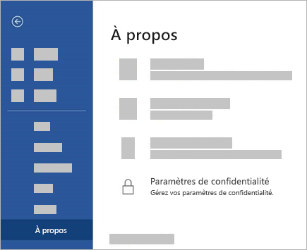 Capture d’écran montrant l’option Paramètres de confidentialité en mode édition