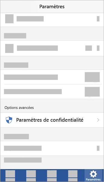 Capture d’écran montrant l’option Paramètres de confidentialité sur iOS