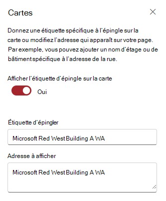 Modifier l’étiquette et l’adresse de l’épingle