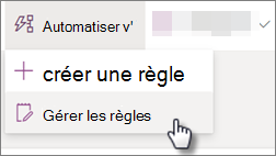 Capture d’écran de la modification d’une règle pour une liste en sélectionnant Intégrer, puis Règles