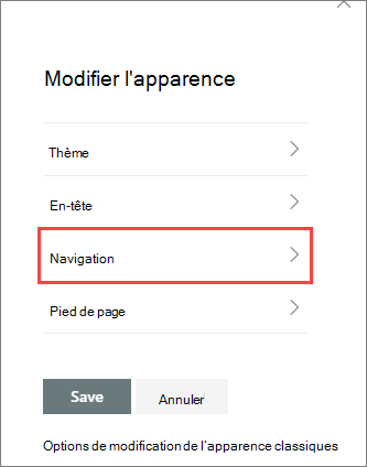Image de modifier les options du volet Look