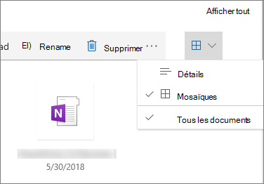 Affichage en mosaïque dans la bibliothèque de documents