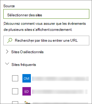 Sélectionner une source pour les événements