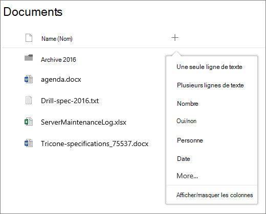 Ajouter une liste déroulante de colonnes dans une bibliothèque de documents connectée à un groupe