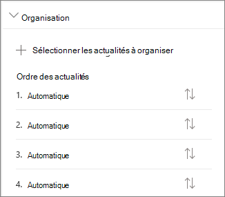 Section Organiser les actualités