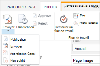 Boutons Envoyer, publier sous l’onglet Publier en mode Édition.