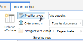 Option modifier l’affichage de l’onglet Bibliothèque de ruban SharePoint Online