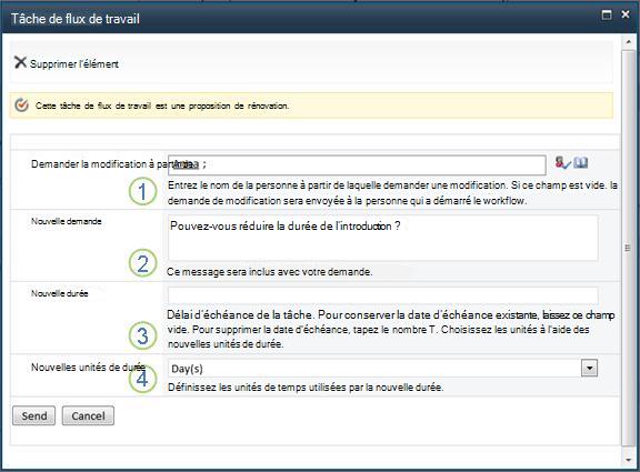 Formulaire pour demander une modification d’un élément