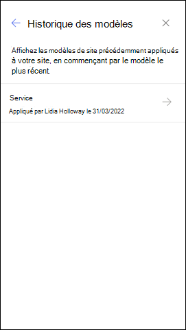 Capture d’écran du panneau Historique des modèles