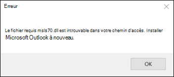 Erreur de démarrage classique d’Outlook