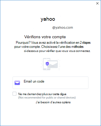 Écran d’installation de Yahoo Outlook 3 - Vérifier le compte