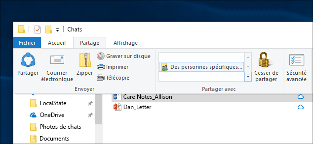 Partage d’un fichier avec des personnes spécifiques sur un réseau