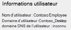 Infos utilisateur indiquées dans le rapport relatif au réseau sans fil